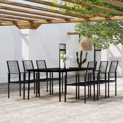 Set de mobilier pentru grădină, 7 piese, negru GartenMobel Dekor