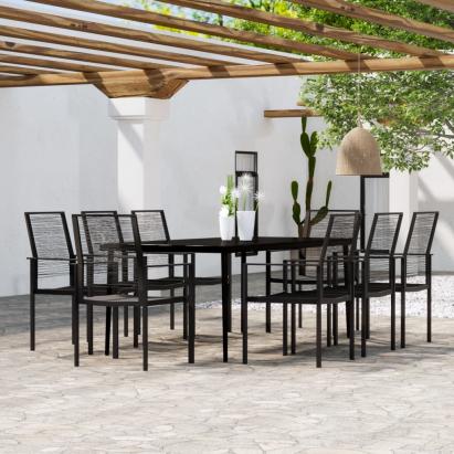 Set mobilier de grădină, 9 piese, negru GartenMobel Dekor