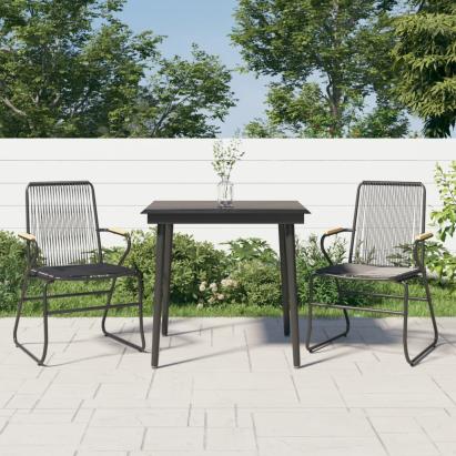 Set cu masă pentru grădină, 3 piese, PVC negru, ratan GartenMobel Dekor