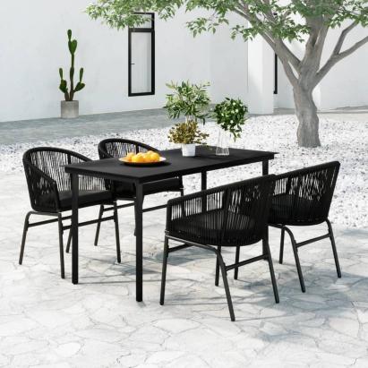 Set de servit masa pentru grădină, 5 piese, negru GartenMobel Dekor
