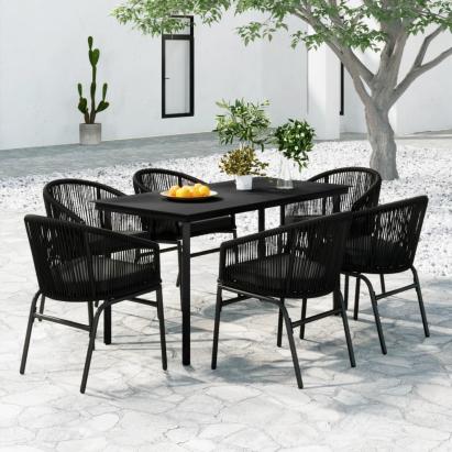 Set de servit masa pentru grădină, 7 piese, negru GartenMobel Dekor
