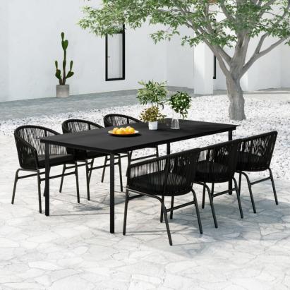 Set de servit masa pentru grădină, 7 piese, negru GartenMobel Dekor