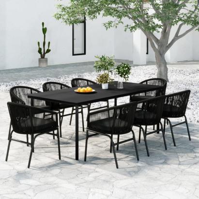 Set mobilier de grădină, 9 piese, negru GartenMobel Dekor