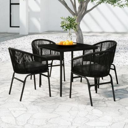 Set de servit masa pentru grădină, 5 piese, negru GartenMobel Dekor