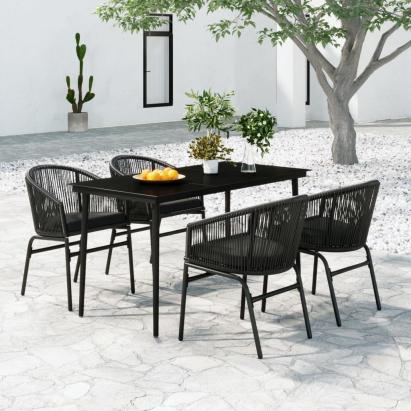 Set de servit masa pentru grădină, 5 piese, negru GartenMobel Dekor