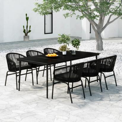Set de servit masa pentru grădină, 7 piese, negru GartenMobel Dekor