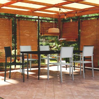 Set mobilier pentru grădină, alb și negru, 7 piese GartenMobel Dekor