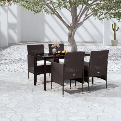 Set masă pentru grădină, 5 piese, cu perne, negru GartenMobel Dekor