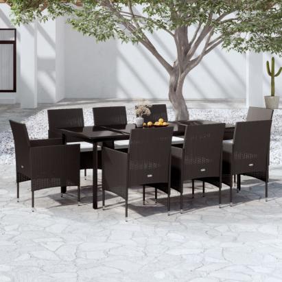 Set mobilier de grădină cu perne, 9 piese, negru GartenMobel Dekor
