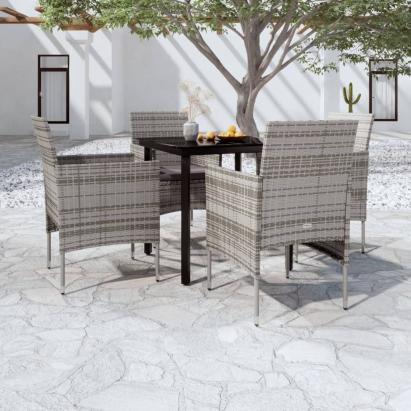 Set de servit masa pentru grădină, 5 piese, gri și negru GartenMobel Dekor