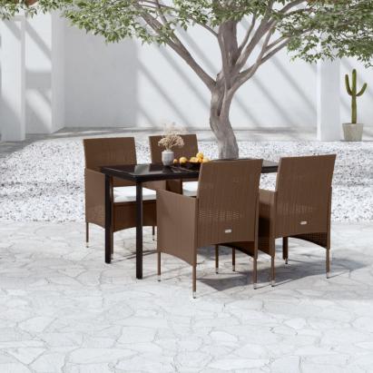 Set de servit masa pentru grădină, 5 piese, maro și negru GartenMobel Dekor