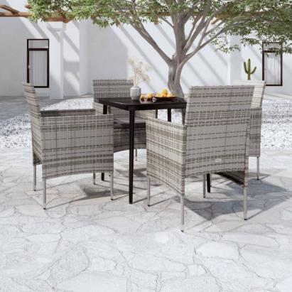 Set de servit masa pentru grădină, 5 piese, gri și negru GartenMobel Dekor