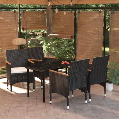 Set masă pentru grădină, 5 piese, cu perne, negru GartenMobel Dekor