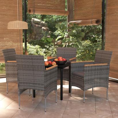 Set mobilier de grădină, cu perne, 5 piese, gri și negru  GartenMobel Dekor