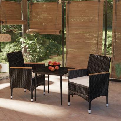 Set mobilier de grădină cu perne, 3 piese, negru GartenMobel Dekor