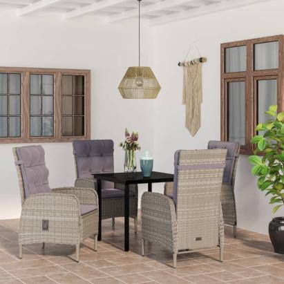 Set de servit masa pentru grădină, 5 piese, gri și negru GartenMobel Dekor