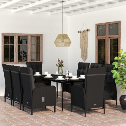 Set mobilier de grădină, cu perne, negru, 9 piese GartenMobel Dekor