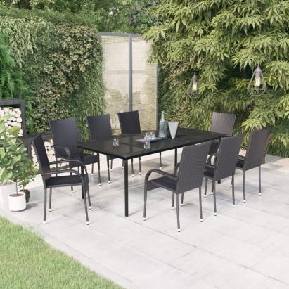 Set mobilier de grădină,negru, 9 piese GartenMobel Dekor