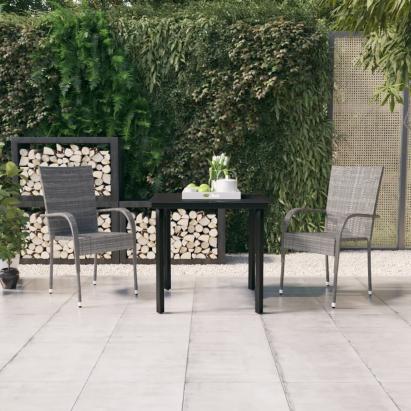 Set mobilier de grădină, 3 piese, gri și negru GartenMobel Dekor