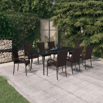 Set mobilier de grădină, 9 piese, maro și negru GartenMobel Dekor
