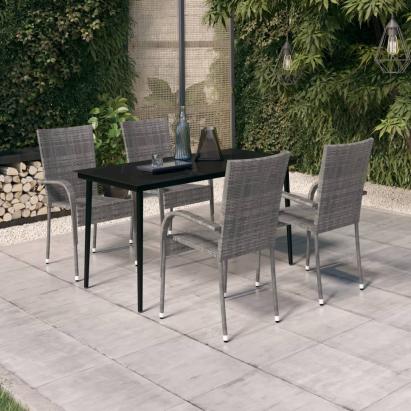 Set de servit masa pentru grădină, 5 piese, gri și negru GartenMobel Dekor