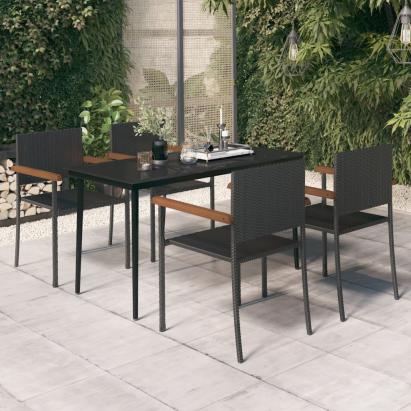Set de servit masa pentru grădină, 5 piese, negru GartenMobel Dekor