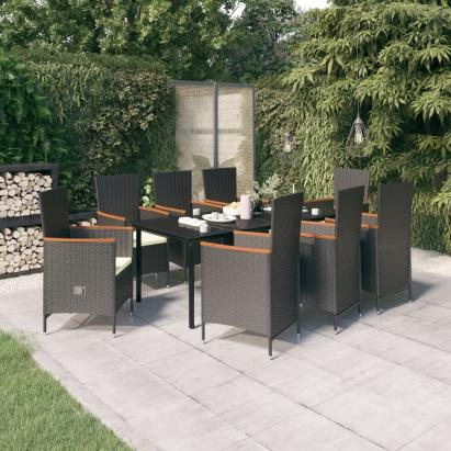 Set mobilier pentru grădină cu perne, 9 piese, negru GartenMobel Dekor