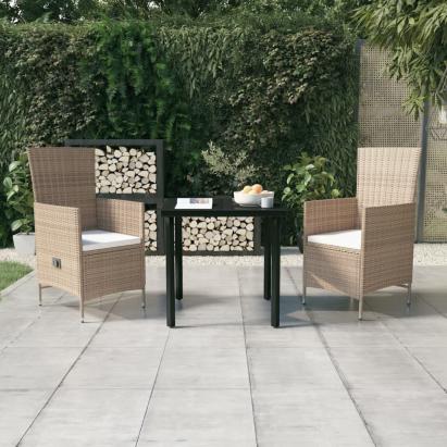 Set mobilier de grădină, cu perne, 3 piese, bej GartenMobel Dekor