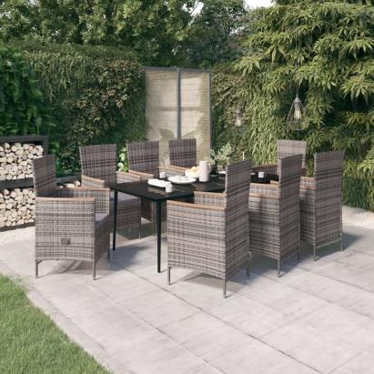 Set de mobilier pentru grădină, cu perne, 9 piese, gri GartenMobel Dekor