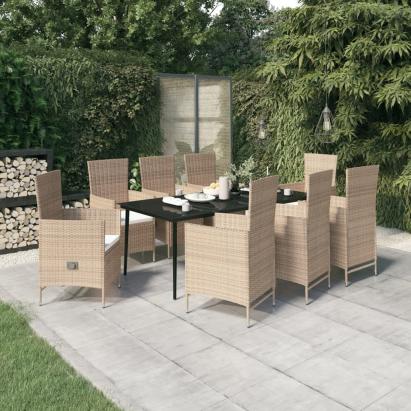 Set de mobilier pentru grădină cu perne, 9 piese, bej GartenMobel Dekor