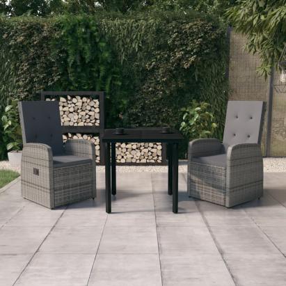 Set de mobilier pentru grădină, cu perne, 3 piese, gri GartenMobel Dekor