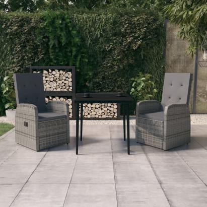Set de mobilier pentru grădină, cu perne, 3 piese, gri GartenMobel Dekor