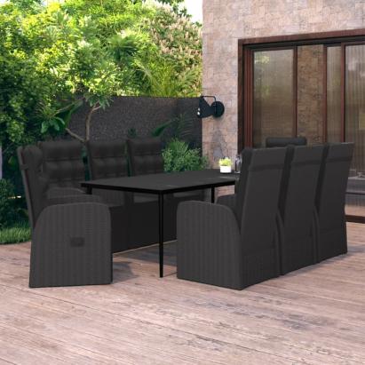 Set mobilier pentru grădină, 9 piese, negru GartenMobel Dekor
