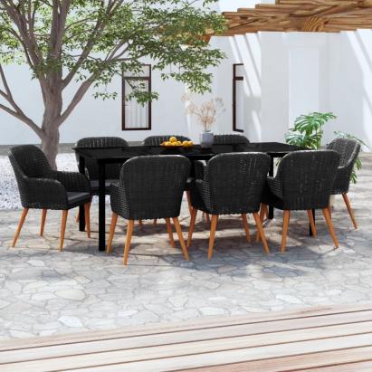 Set mobilier pentru grădină, cu perne, 9 piese, negru GartenMobel Dekor