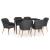 Set de masă pentru grădină, 7 piese, cu perne, negru GartenMobel Dekor