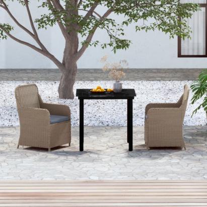 Set mobilier de grădină, cu perne, 3 piese, maro GartenMobel Dekor