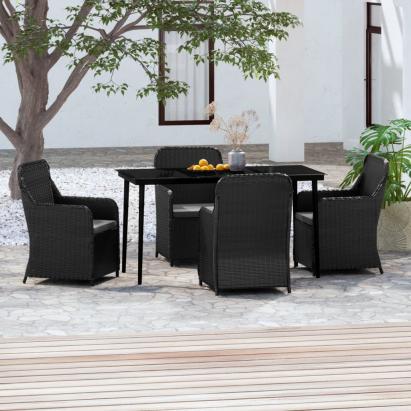 Set masă pentru grădină, 5 piese, cu perne, negru GartenMobel Dekor