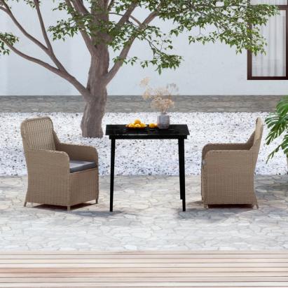 Set mobilier de grădină, cu perne, 3 piese, maro GartenMobel Dekor