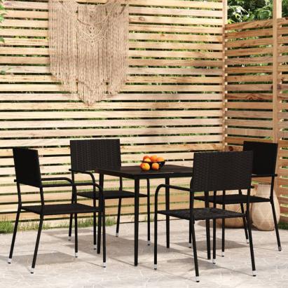 Set de mobilier pentru grădină, 5 piese, negru GartenMobel Dekor