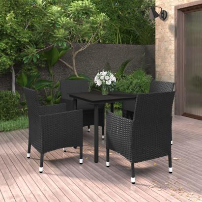 Set mobilier de grădină cu perne 5 piese poliratan & sticlă GartenMobel Dekor