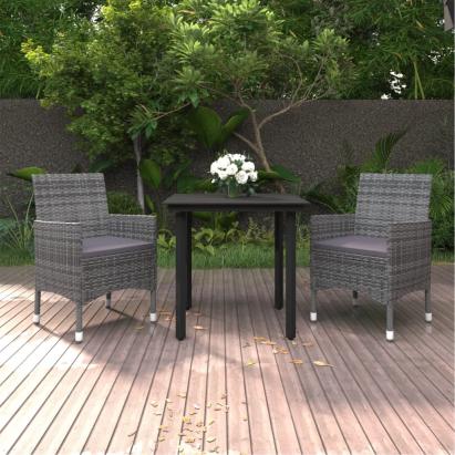 Set mobilier de grădină cu perne, 3 buc, poliratan și sticlă GartenMobel Dekor