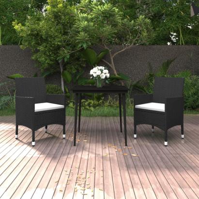 Set mobilier de grădină cu perne, 3 buc., poliratan și sticlă GartenMobel Dekor