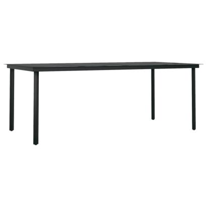 Masă de bucătărie de grădină, negru, 200x100x74 cm, oțel/sticlă GartenMobel Dekor