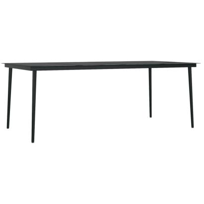 Masă de bucătărie de grădină, negru, 200x100x74 cm, oțel/sticlă GartenMobel Dekor