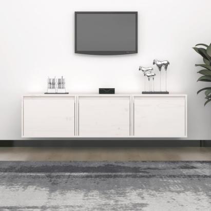 Comode TV, 3 buc., alb, lemn masiv de pin GartenMobel Dekor