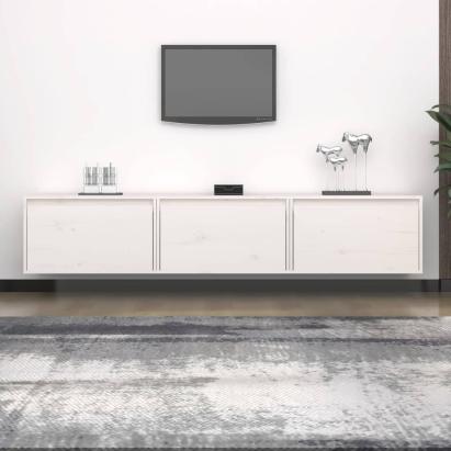 Comode TV, 3 buc., alb, lemn masiv de pin GartenMobel Dekor
