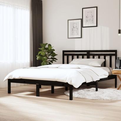 Cadru pat, negru, 140x190 cm, lemn masiv de pin GartenMobel Dekor