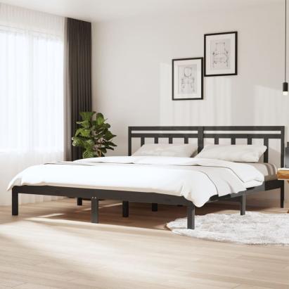 Cadru de pat, gri, 200x200 cm, lemn masiv de pin GartenMobel Dekor