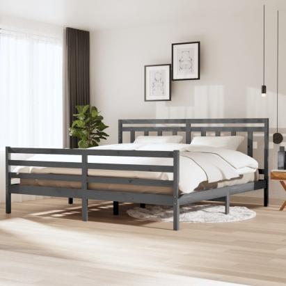 Cadru de pat, gri , 200x200 cm, lemn masiv GartenMobel Dekor