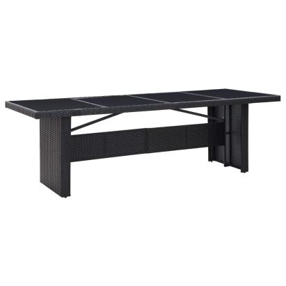 Masă de grădină, negru, 240 x 90 x 74 cm, poliratan și sticlă GartenMobel Dekor